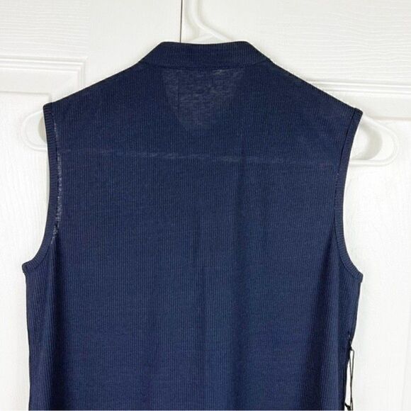 Anthropologie Callahan Ribbed Sleeveless Button Front Mira Top Navy Blue S NWT - Picture 5 of 8
